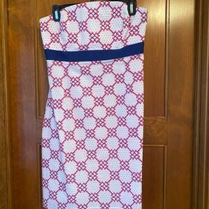 Vineyard Vines Red and White Strapless Dress